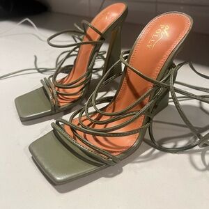 Olive green tie up heels